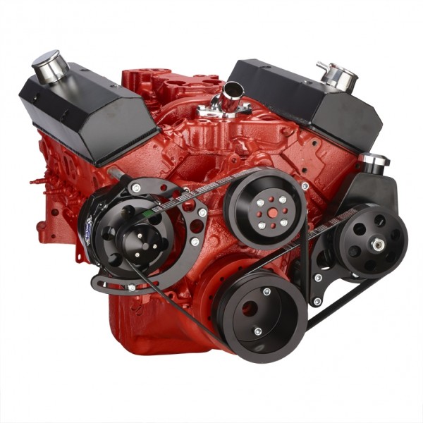 Chevy Small Block (SBC) 283,350,400 SERPENTINE CONVERSION BLACK